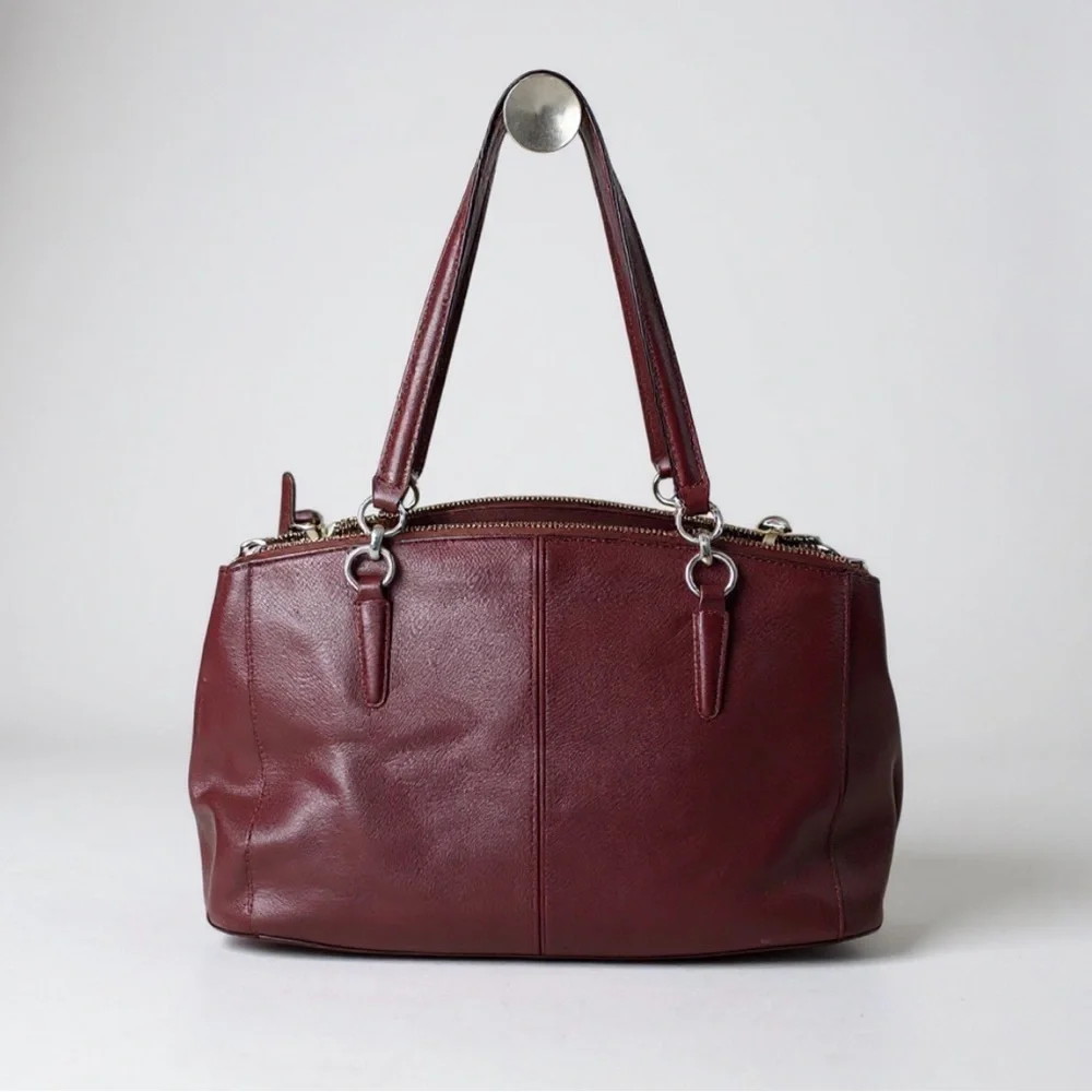 Coach Christie Carryall Burgundy Crossgrain Leather COA
